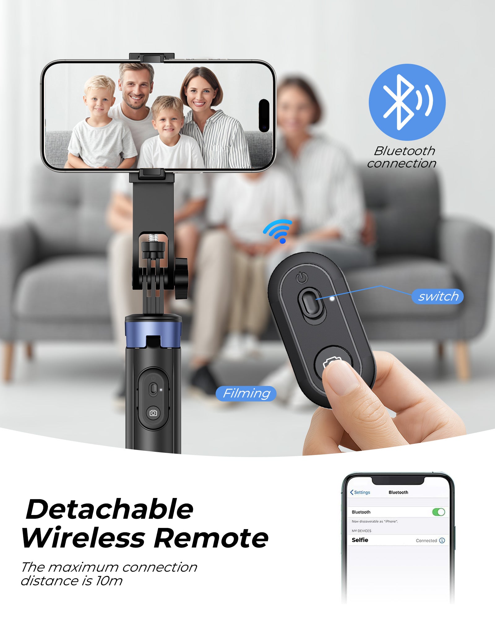 Frsara 71" Extendable Phone Tripod & Selfie Stick with Wireless Remote - Portable Stand for iPhone/Android, Selfie/Video Recording/Vlog