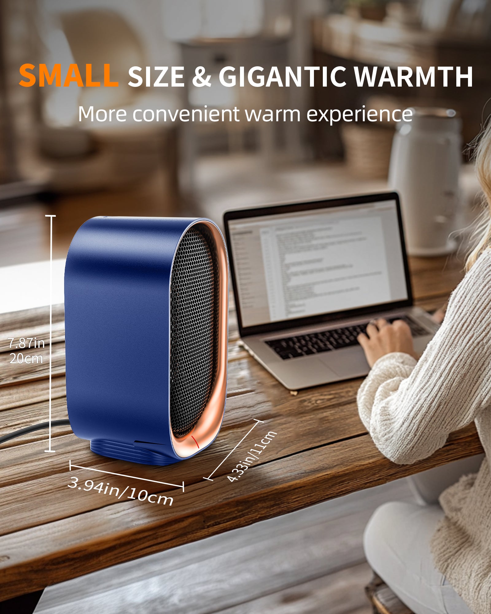 FrSara Space Heater, Small Portable Electric Heaters 1500W/800W, 2S Fast Heating, Tip-Over and Overheat Protection, Mini PTC Ceramic Room Desk Heater for Office Bedroom Indoor Use