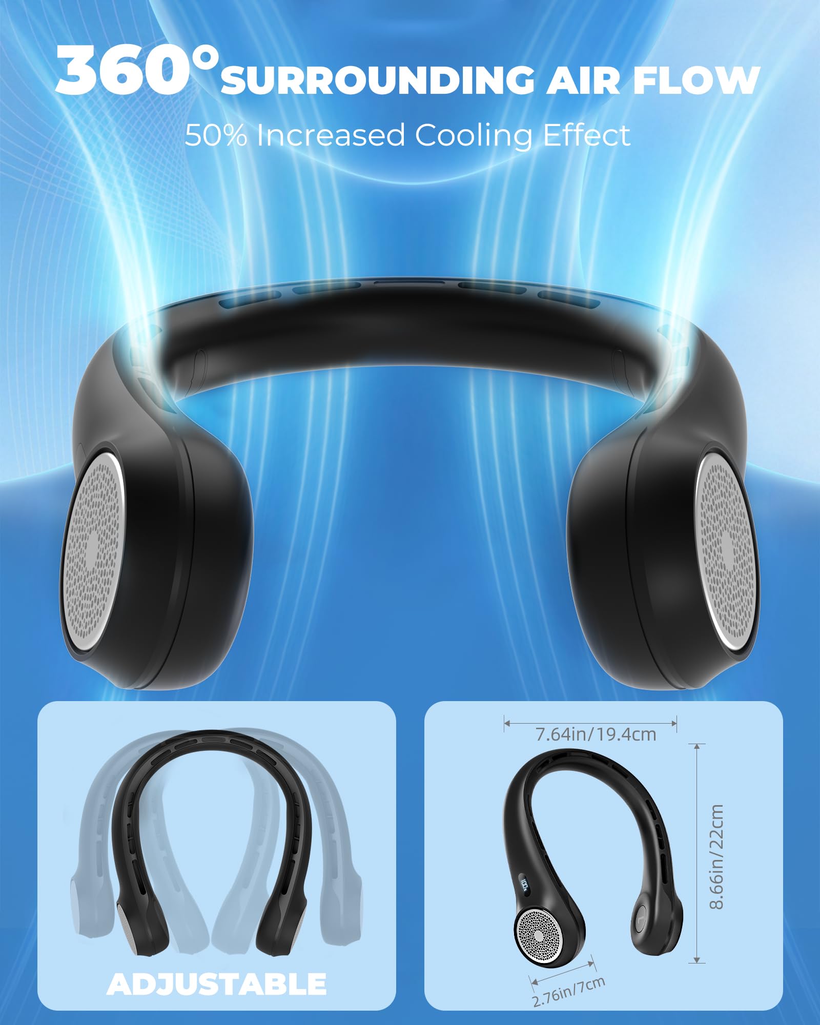 FrSara Air13 Neck Fan - ≤40dB Ultra-Quiet Personal Cooler | Safe Bladeless Design