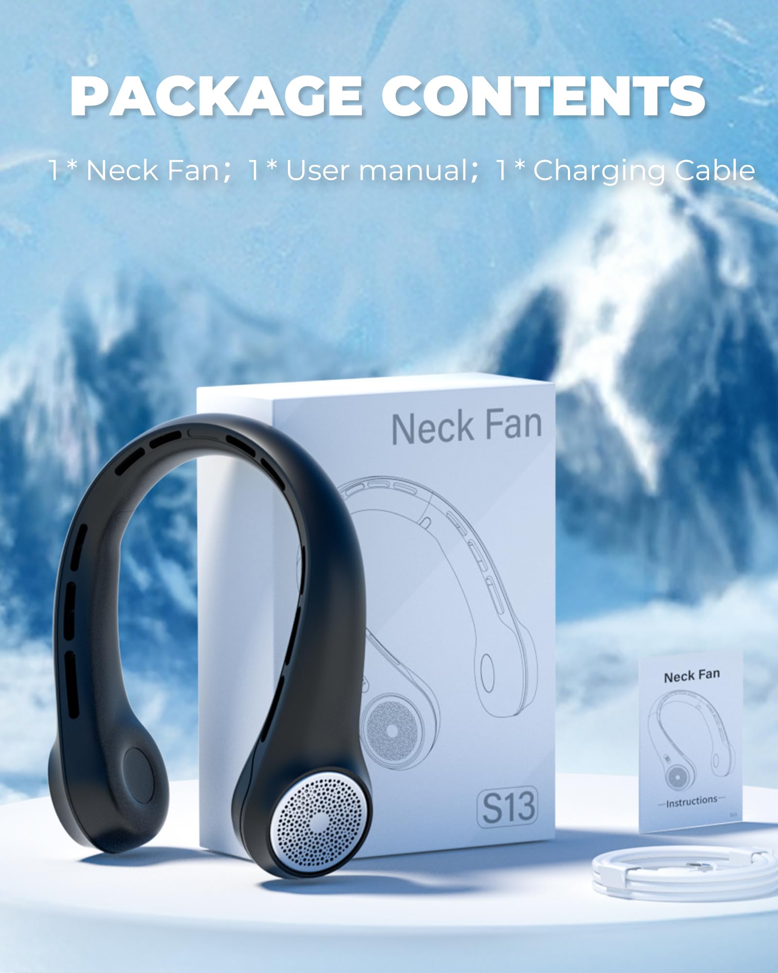 FrSara Air13 Neck Fan - ≤40dB Ultra-Quiet Personal Cooler | Safe Bladeless Design