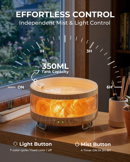 Ultrasonic Essential Oil Diffuser, 2-in-1 Cool Mist Humidifiers & Himalayan Salt Lamp, Aromatherapy Diffuser Portable Mini Humidifier for Bedroom / Plants / Travel / Desk ﻿