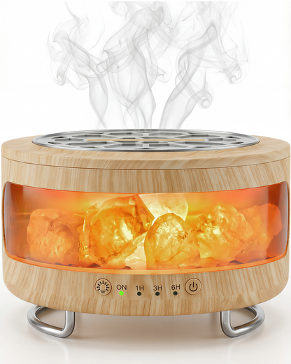 Ultrasonic Essential Oil Diffuser, 2-in-1 Cool Mist Humidifiers & Himalayan Salt Lamp, Aromatherapy Diffuser Portable Mini Humidifier for Bedroom / Plants / Travel / Desk ﻿