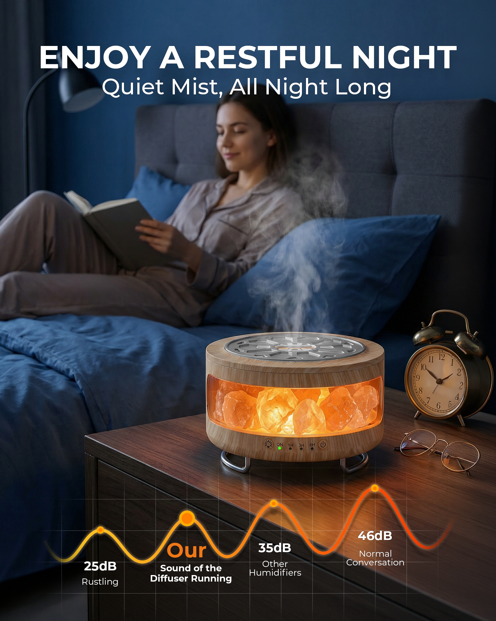 Ultrasonic Essential Oil Diffuser, 2-in-1 Cool Mist Humidifiers & Himalayan Salt Lamp, Aromatherapy Diffuser Portable Mini Humidifier for Bedroom / Plants / Travel / Desk ﻿